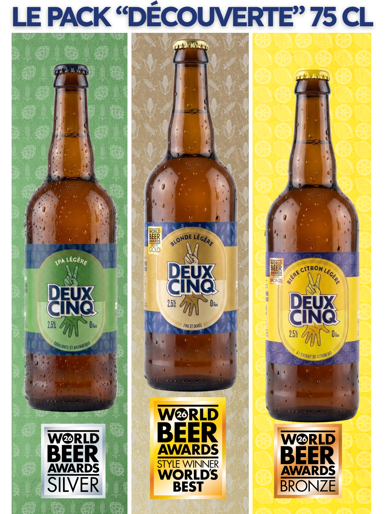 Pack Découverte 75 cL La Deux Cinq - Bières Légères et Sans Sucres