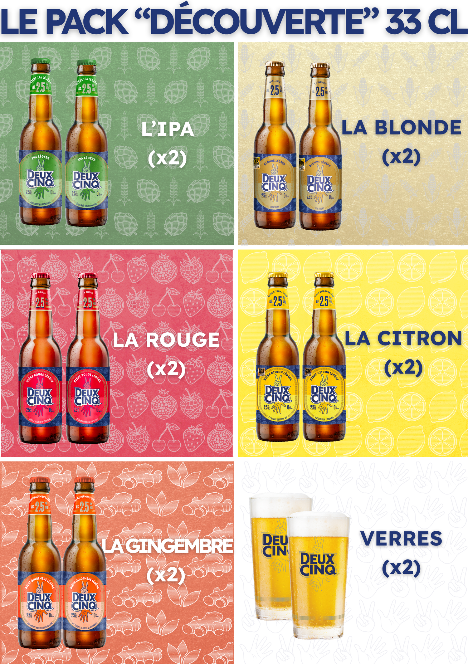 Pack Découverte 33 cL La Deux Cinq - Bières Légères et Sans Sucres
